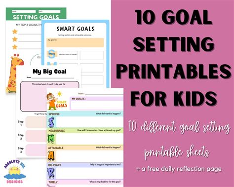 10 Goal Setting Worksheets For Kids Student Goal Planner Etsy