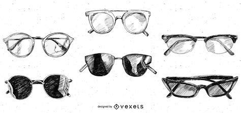 Glasses And Sunglasses Sketch Design Pack Vector Download