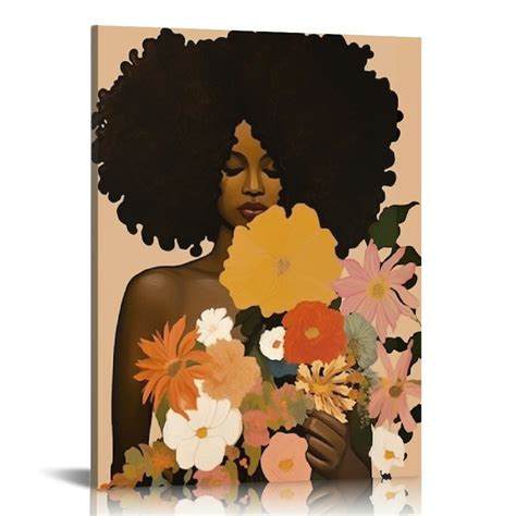 Jeuxus African American Black Woman Wall Art Abstract Black Girl Boho