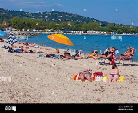 People At The Beach Of Port Grimaud Gulf Of Saint Tropez Cote D Azur