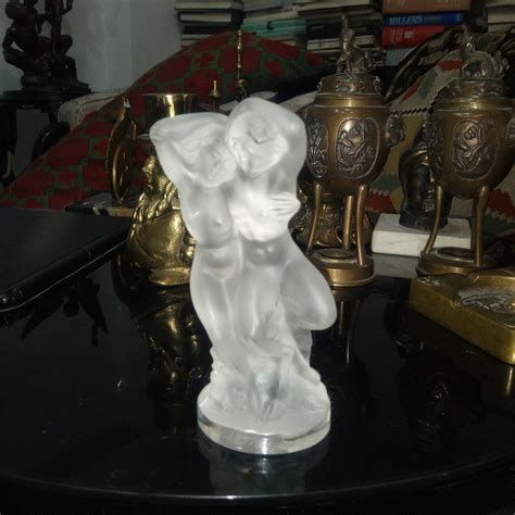 Lalique France Crystal Le Faune Dancing Nude Lovers Pan And Nymph Figurine For Sale At 1stDibs