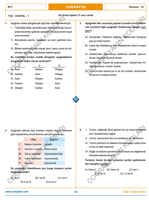 Co Rafyan N Kodlar Ayt Co Rafya Deneme Soru Z M Pdf