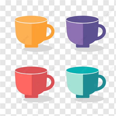 Cuatro Tazas De Caf En Diferentes Colores Vector Png Dibujos Un Icono