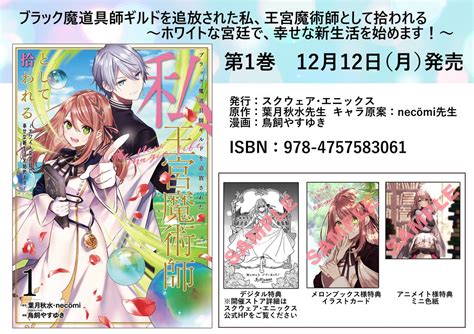 鳥飼やすゆき ブラまど連載中 On Twitter 『ブラック魔道具師ギルドを追放された私、王宮魔術師として拾われる ～ホワイトな宮廷で、幸せな新生活を始めます！～』（原作：葉月秋水先生