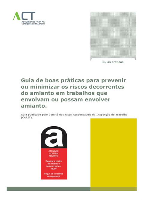 Pdf Guia De Boas Práticas Para Prevenir Ou Minimizar Os Riscos