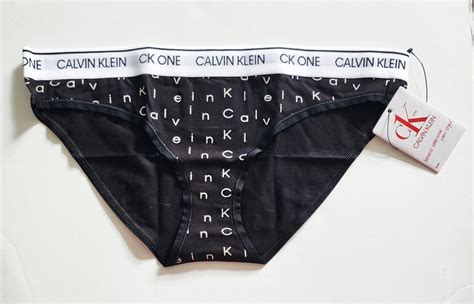 Calvin Klein Ck One Cotton Bikini Panty Logo Black Qf Sz L Nwt Ebay