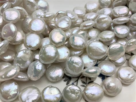 10 11 Mm AAA Full Strand Natural White Coin Freshwater Pearls Genuine