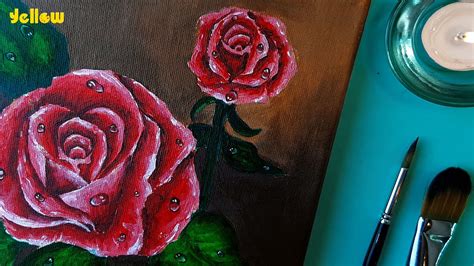 Rose Acrylic Painting For Beginners Easy Flower Painting How To Paint A Rose Step By Step