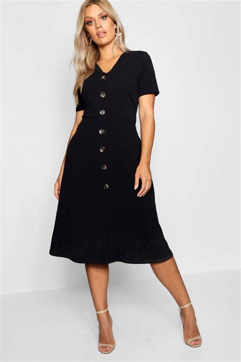 Plus Button Front Midi Dress Boohoo Midi Dress Leopard Print