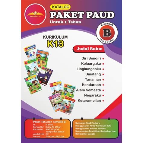 Jual Buku Paket Paud Tk Kurikulum Kelompok B Untuk Tahun