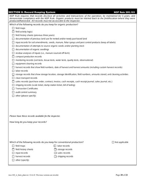 Rico Form 102 Download Printable Pdf Or Fill Online Organic Farm Plan Questionnaire Rhode