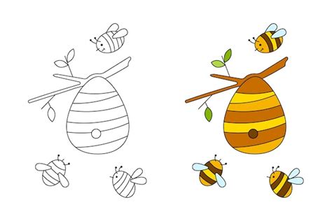 Un Nido De Abejas Salvajes Libro Para Colorear Infantil Con Muestra De