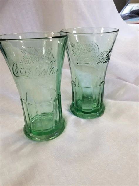 Coke Cola Green Tinted Flared Mouth High Capacity Glasses Made Etsy Glass Company Coke Cola