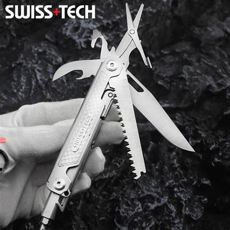 Szwajcarski TECH 11 W 1 Multitool Miniaturowy N Sk Adany EDC R Czne