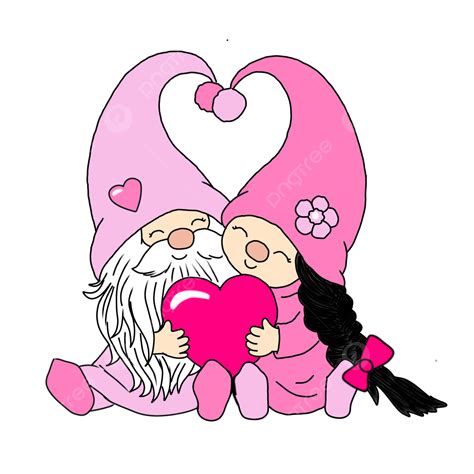 Valentines Gnome Clipart Hd Png Couple Gnomes Valentine Couple Drawing Gnomes Drawing