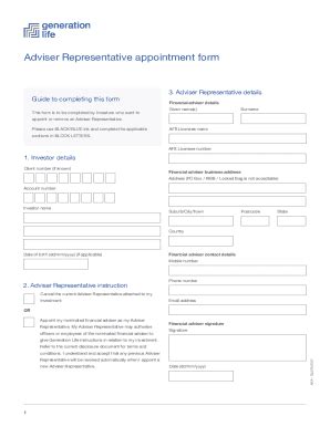 Fillable Online Adviser Representative Appointment Form Fax Email Print