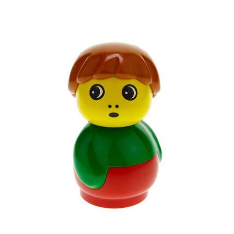 1x Lego Duplo Primo Figur Junge rot Oberteil grün Haare orange baby005