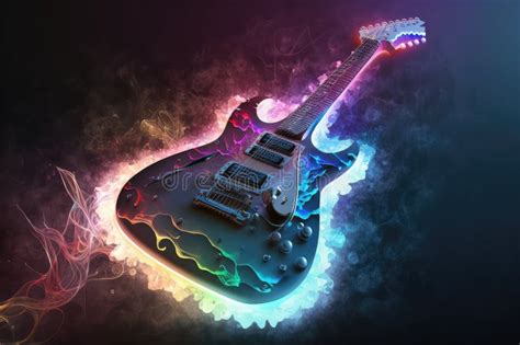 Electric Guitar, with Multicolored Lights and Stage Effects, on ...