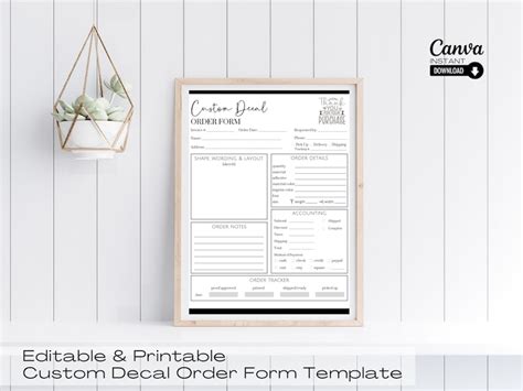 Editable Decal Order Form Template Custom Decal Form - Etsy 