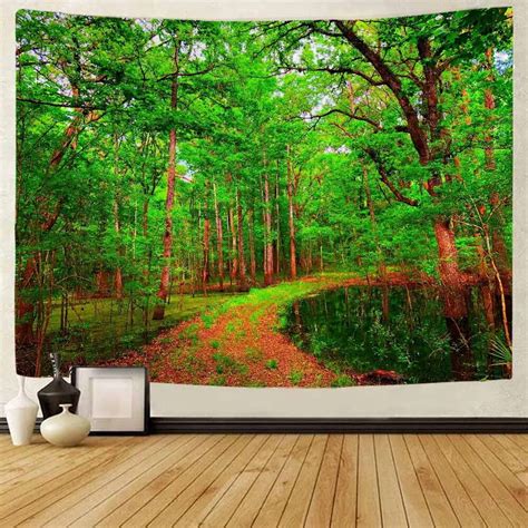 Green Jungle Tapestry Wall Hanging Natural Landscape Forest Living Room