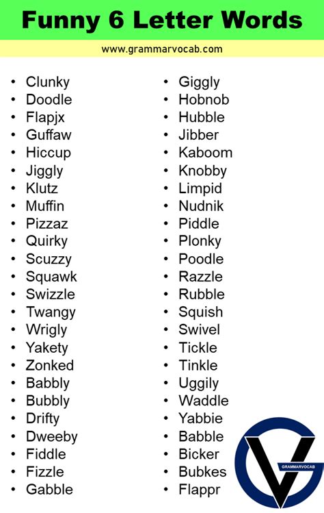 List Of Common 6 Letter Words In English GrammarVocab