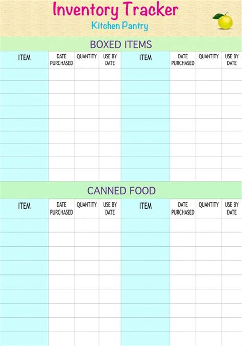 Pantry Inventory List Excel Templates