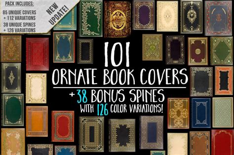 101 Book Covers: Book Cover Digital Paper Decorative Old Book Graphics and Printable Book ...