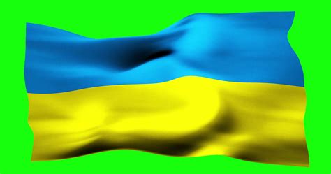 Flag Of Ukraine Realistic Waving On Green Screen Seamless Loop