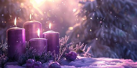 Realistic Purple Candles Advent Background Purple Candles Advent