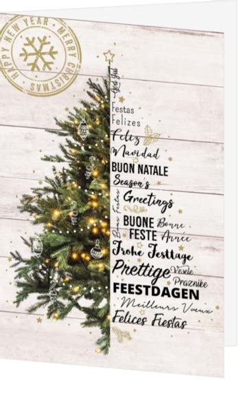 Kerstkaart Typografische Kerstboom ChristmasCard Be