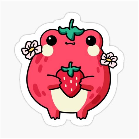 Strawberry Frog Sticker For Sale By Comfykaeru Redbubble