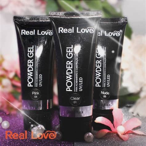Gel Polygel Real Love 30 Ml Uv Led Powder Gel Pink Nude Clear Shopee Brasil