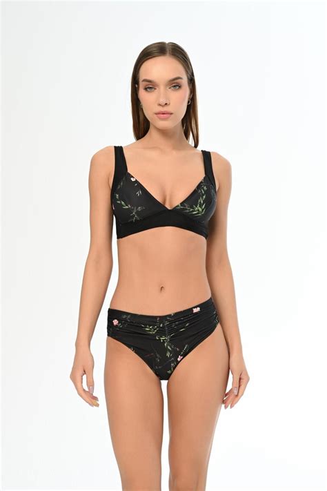 AQUAVİVA Aquaviva Kadın Siyah Çiçek Desen Ayar Askılı Marinella Bikini Takımı Fiyatı Yorumları