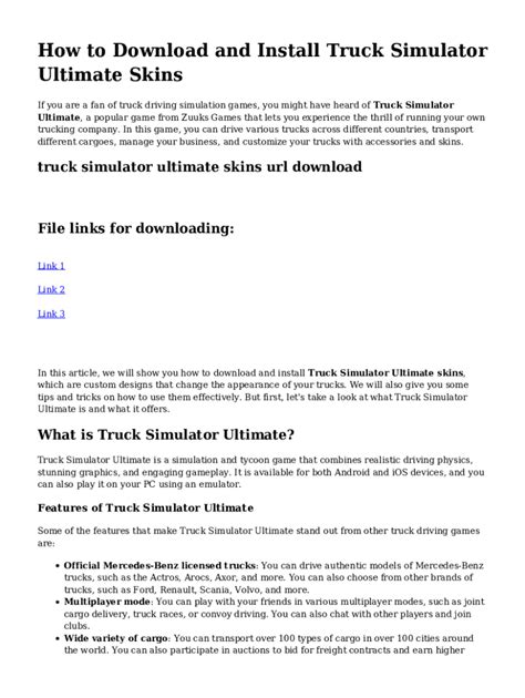 Fillable Online Skins Truck Simulator Ultimate The Ultimate Guide To