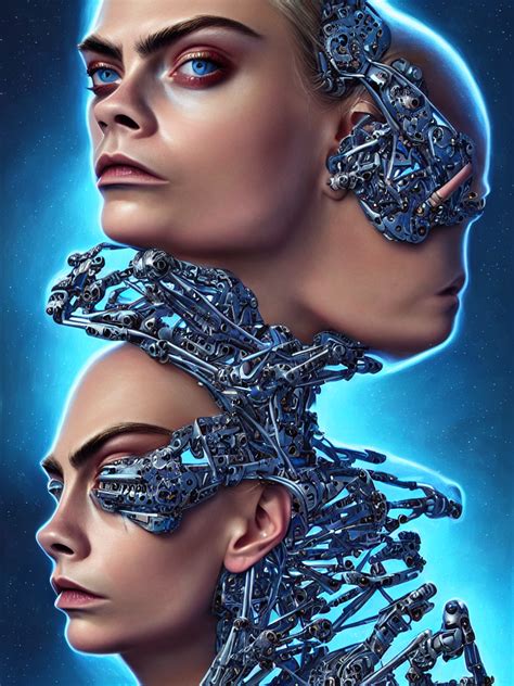 Krea Ai Portrait Of Cara Delevingne Wearing Epic Bionic Cy