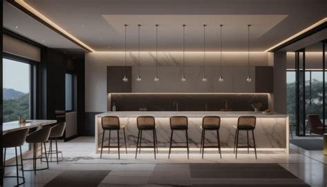 premium photo luxury modern kitchen room home interior design