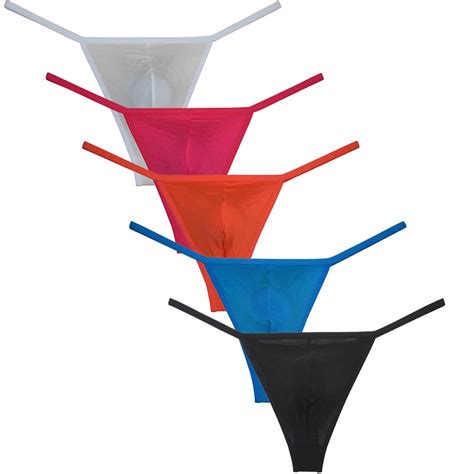 Botmois PACK Men S Solid String Briefs Guy Mini Bikini Underwear Deep Pouch Thong Sexy Low