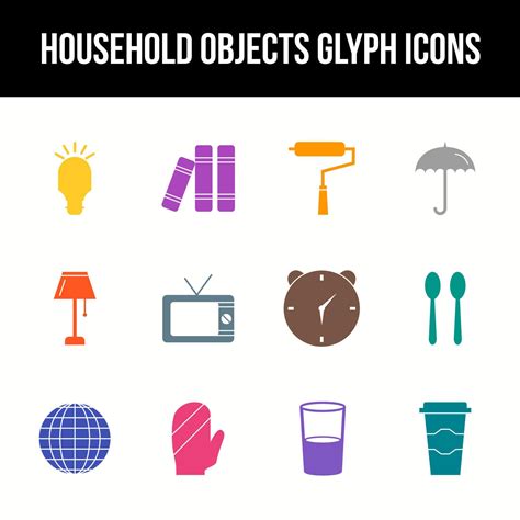 Unique Household Objects Vector Glyph Icon Set 17475189 Vector Art At