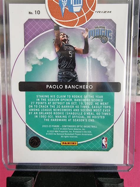 2022 2023 Panini Contenders Optic Paolo Banchero Hoop Dreams RC Gold