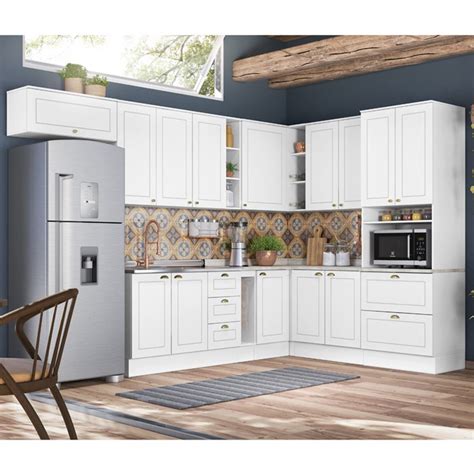 Cozinha Modulada 10 Peças 100 mdf Americana 7a Branco Henn Submarino