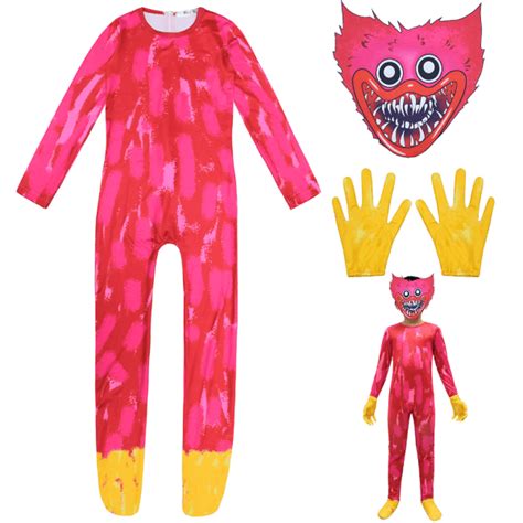 Poppy Playtime Huggy Wuggy Cosplay Costume Jumpsuit Handskar 160y