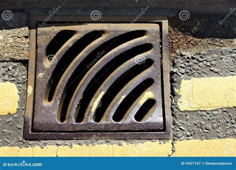 Grating Gully Manhole Metal Old Road Sewer Stock Image Image Of