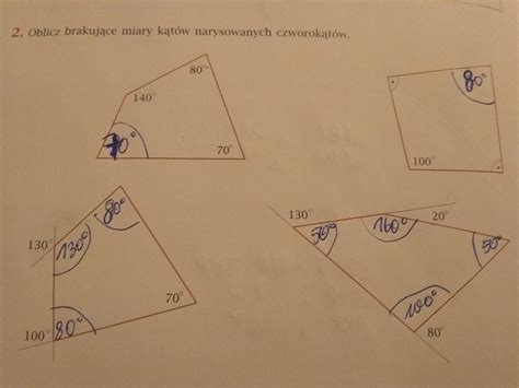 Oblicz Brakuj Ce Miary K T W Narysowanych Czworok T W Na Jutro