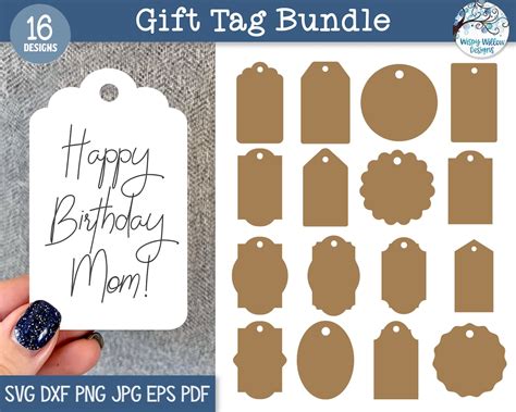 Gift Tag SVG Bundle for Cricut, Tag Template, Paper Cards for Presents ...