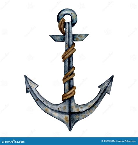 Ship Anchor With Rope Stock Illustration Illustration Of Stability