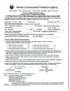 Fillable Online IEPA Annual Facility Inspection Reports 2020 2021 Fax