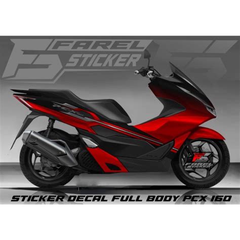 HITAM MERAH Honda Pcx 160 Red Black Full Body Decal Sticker Shopee