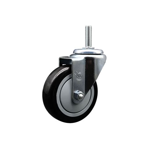 Polyurethane Swivel Threaded Stem Caster W4 X 125 Black Wheel And 5