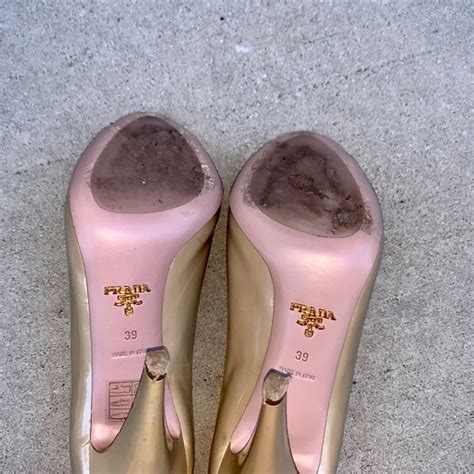 Prada Shoes Prada Peep Toe Nude Patent Heel Poshmark