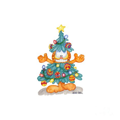 Garfield Christmas Tree Painting by Linda Allan - Fine Art America